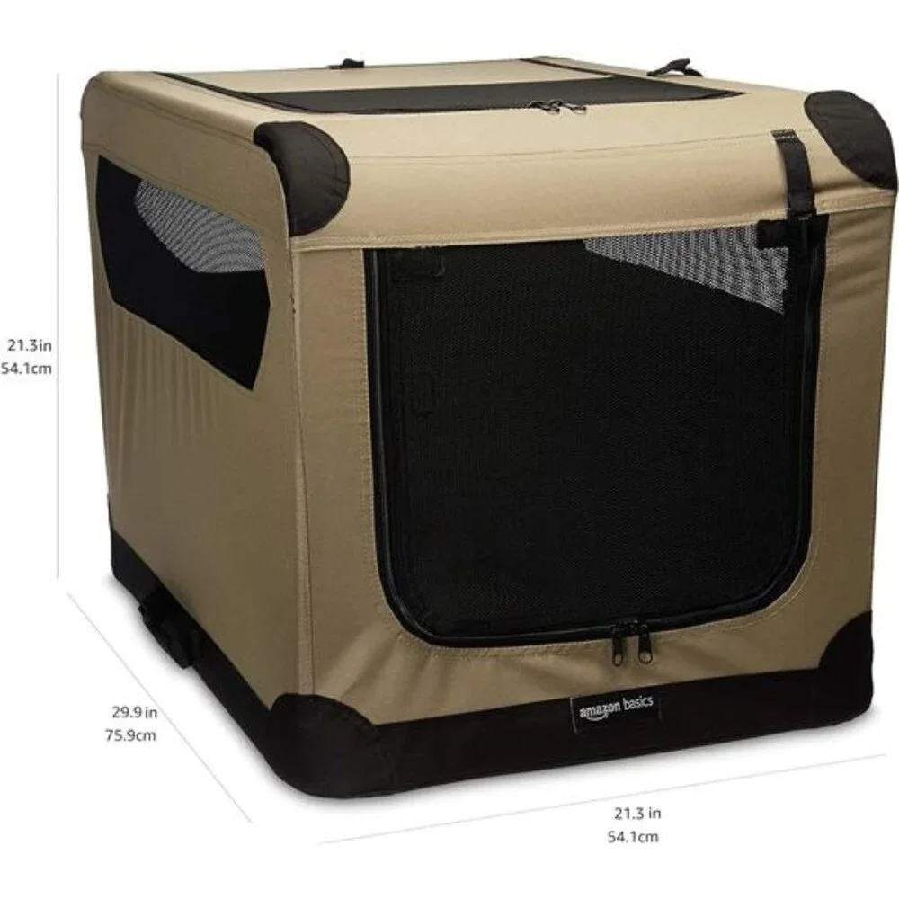 2-Door Portable Soft-Sided Folding Soft Dog Travel Crate Kennel, Medium
